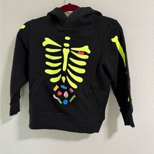 Hanna Andersson Glow Skeleton Hoodie Black Toddler Size 3T